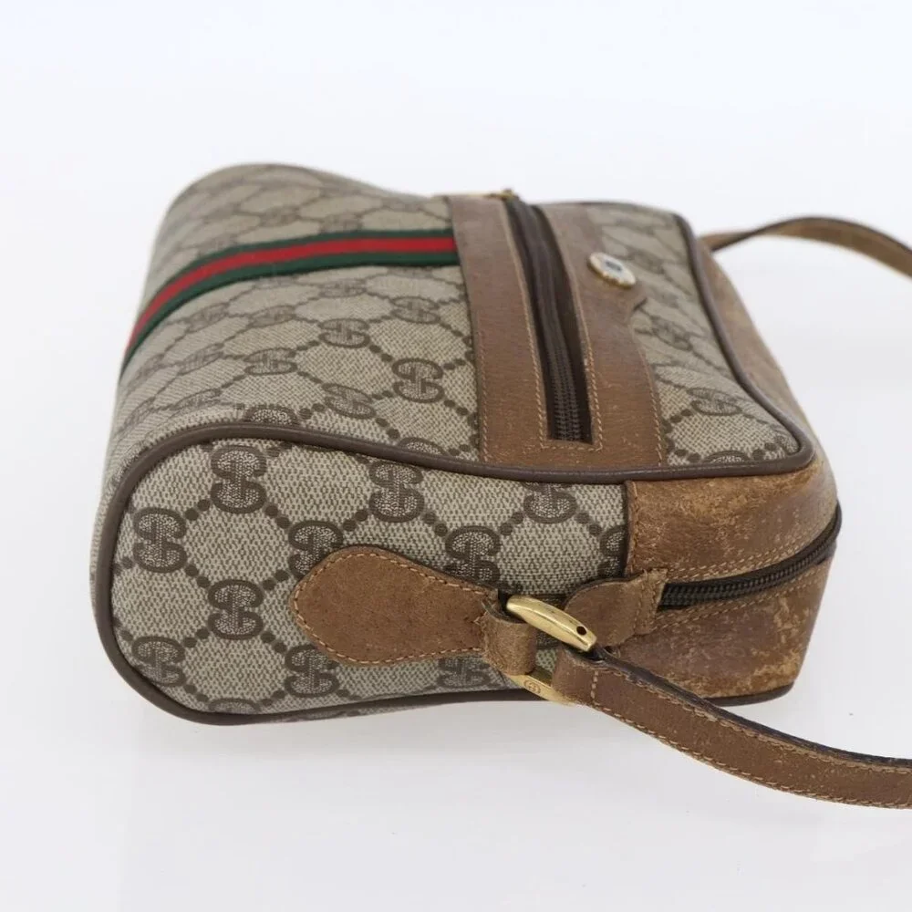 Authentic GUCCI GG Supreme Web Sherry Line Bag PVC Beige Gold 98 02 004 - Picture 11 of 16